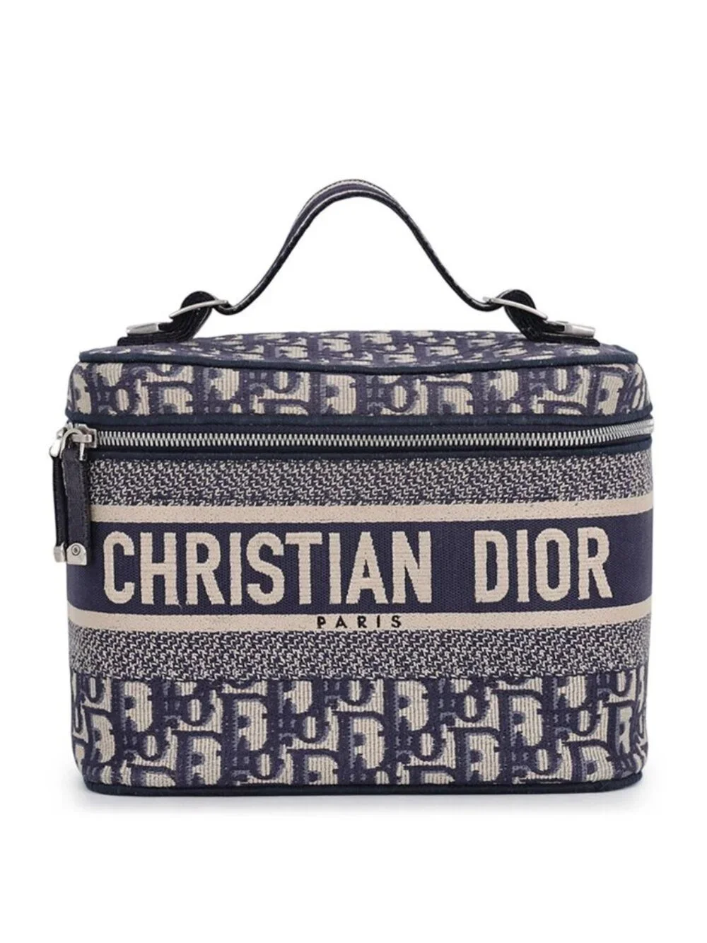 Dior Handbag Oblique Embroidered Travel Vanity Bag Medium Canvas